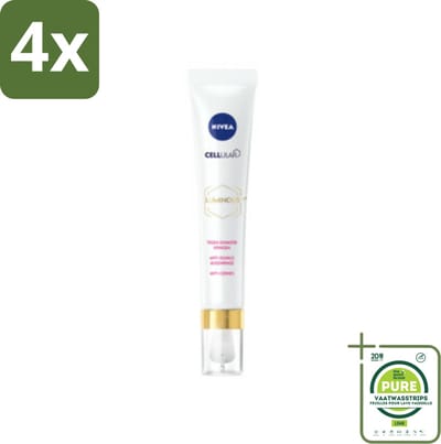 NIVEA - Oogcrème - CELLular LUMINOUS630 - Tegen donkere kringen, wallen & rimpels - Voor alle huidtypen - Met Hyaluronzuur & Cafeïne - 15 ml - Voordeelverpakking - 4 stuks - NIVEA oogcreme - Oogcontourcrème