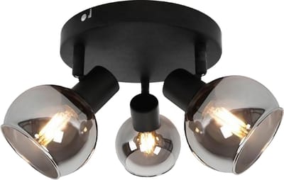 Plafondlamp Plafondspot Spotje - Plafoniere Zwart Opbouwspot - Plafondlampen Plafondlamp Kinderkamer Slaapkamer Rookglas 3 Spot