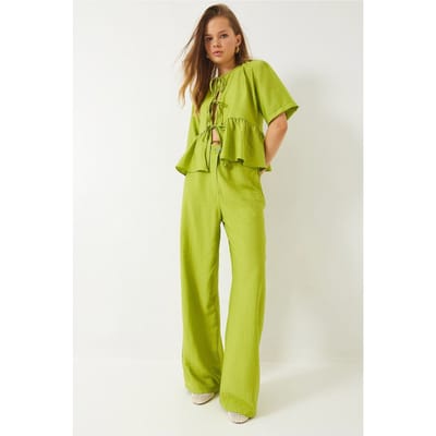 Gestructureerde Twee-delige Co-ord Set met Rimpeldetails