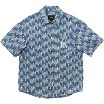 MLB New York Yankees Camouflage Logo Casual Los Denim Overhemd Unisex shirts Lichtblauw 3FDRM0633-50SBL S gray