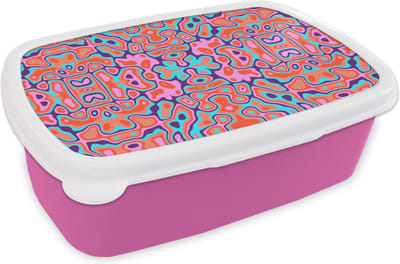 Broodtrommel Roze - Lunchbox - Brooddoos - Patronen - Lavalamp - Abstract - 18x12x6 cm - Kinderen - Meisje