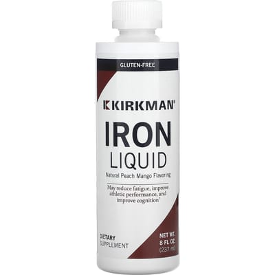 Kirkman Labs, Fer Liquide, Pêche Mangue Naturelle, 8 fl oz (237ml)