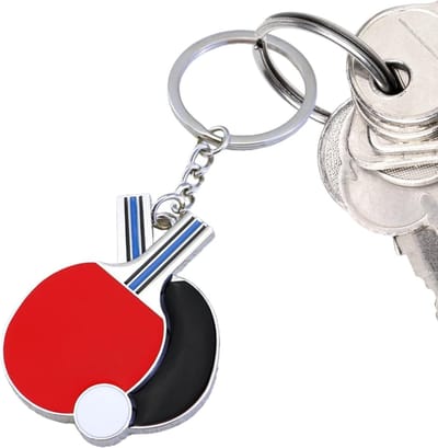 Tafeltennis Sleutelhanger - Sport hanger - Tas ornament - Slijtvast zink - 1 stuk - Zilverkleurig