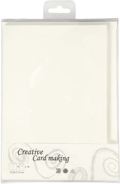 Kaarten en enveloppen, afmeting kaart 12,5x17,5 cm, afmeting envelop 14x19 cm, off-white, 10 set