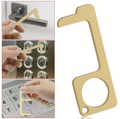 No touch key - Hygiene sleutelhanger (zonder ketting)- Champagne kleurig - Deuropener sleutelhanger - Mat - Met flesopener - Handige tool - CHPN