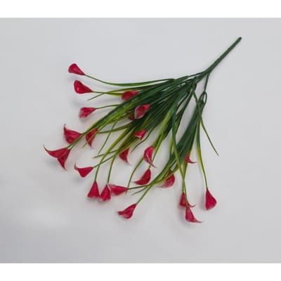1 Pièce Fleurs Artificielles Lys Calla Petits Boutons de Rose Bouquet Mariage Maison Tombe Extérieur Bouquet Fleurs Décoratives rouge