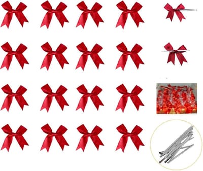 Rood Cadeau strikjes 16 stuks - Satijnen Rood - Cadeauverpakking strikjes| Feest cadeau| Kerstcadeau| Traktatie| Jubileumfeest -Vintage - Feest - Verjaardag - Decoratie- Bruiloft