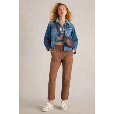 White Stuff Twister Chino Trouser Dark Tan Größe: 10 LONG | Chinos Outlet | Damen