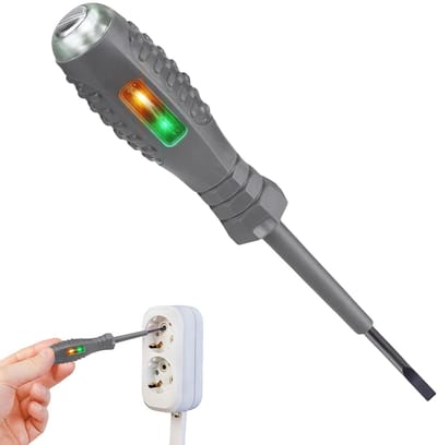 Spanningstester pen - Schroevendraaier tester - Elektriciteit controleren - Dubbele functie - 16.8 cm - Grijs