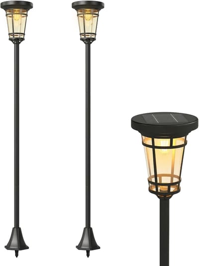 Outsunny Buitenlamp Paal-ABS, roestvrij staal-23,5L x 23,5B x 180H cm-Zwart
