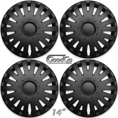 GoodGo Wieldoppen set MARAKAITO-B 14 inch in mat zwart. Set a 4 stuks (CONTROLEER UW BANDENMAAT en lees a.u.b. de onderstaande, uitgebreide tekst!)