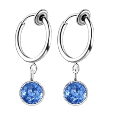 Klem oorbellen- Arcen- zilverkleur- blauw- geen gaatje-Charme Bijoux