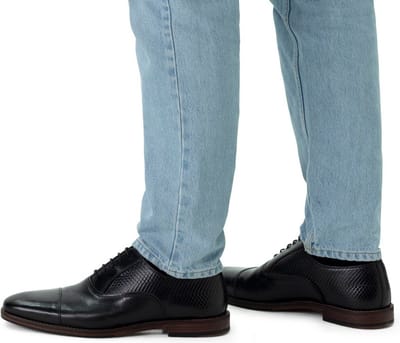 Manfield - Heren - Zwarte leren veterschoenen - Maat 46