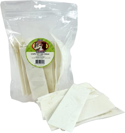 Petsnack Kauwsnack - Buffelhuid Chips Wit - 300g, Natuurlijke Hondensnack, Gezond voor Gebit