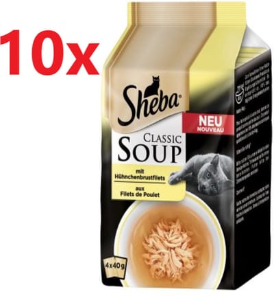 Sheba - Classic Soup Kip - Kattenvoer Multipack - 10 verpakkingen van (4x40g)