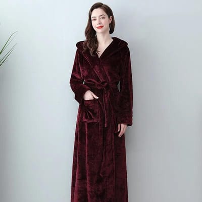 Herfst Winter Nieuwe Koraalfleece Badjassen Met Capuchon Badjas Nachthemd Dames Zacht Nachtkleding Geliefden Lang Kimono Gewaad Verdikken Nachtkleding M gray