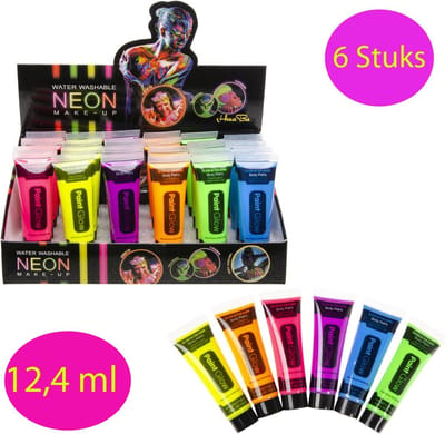 Body Paint 6 STUKS - 14,2 ML - Glow In The Dark - Face Paint - NEON - Gezichtsverf - Lichaamsverf - Carnaval
