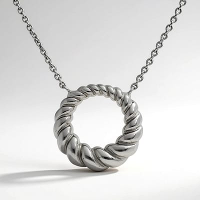 Cavill - Zilveren Halsketting - 925 Sterling Zilver - Elegante Twisted Circle Hanger - Minimalistisch, Fijn & Tijdloos - Dames Ketting 45 cm