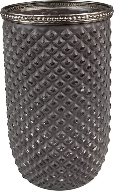 Clayre & Eef Theelichthouder Ø 10x17 cm Grijs Glas