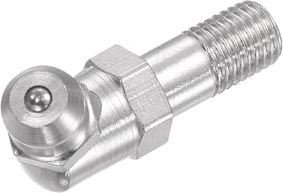 Rechthoekige vetnippel van messing, verchroomd | Metrisch M6 x 0,75 mm | Hydraulische vetnippel voor vervanging van ontbrekende of beschadigde onderdelen, 1 stuk, geschikt voor machines en voertuigen