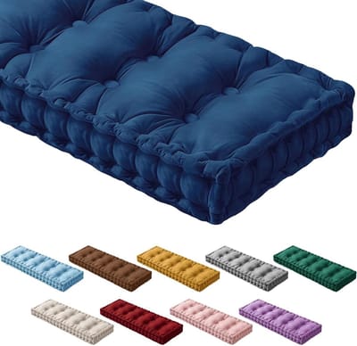Bankkussen - Zitkussen Stoelkussen - Comfortabel Zitten - Traagschuim Vulling - 107 x 40 cm - Koningsblauw