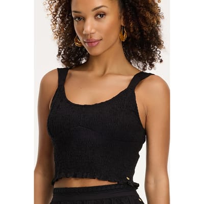 Shiwi Ilona Top Embro Broderie Black Maat: L | Mouwloze Tops Outlet | Dames | Zwart