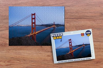 Puzzel Golden Gate Bridge verlicht in de avond - Legpuzzel - Puzzel 500 stukjes