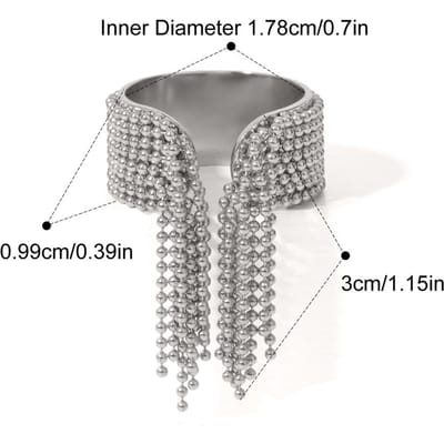 18K Goud Statement Roestvrij Staal Lange Kwastjesketting Persoonlijkheid Brede Ring Vintage Hip Hop Geometrische Sieraden Trendy Feestcadeau gray