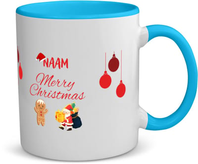 Akyol - kerst merry christmas met eigen naam koffiemok - theemok - blauw - Kerstmis - kerst beker - winter - kerst - christmas - kerst cadeau - 350 ML inhoud