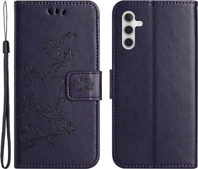 Coverup Hoesje - Geschikt voor Samsung Galaxy S25 / S24 Hoesje - Coverup Bloemen & Vlinders Book Case - Lila