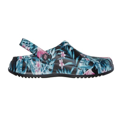 Skechers Archfitwave EVA-sandalen met bloemenprint en open teen voor dames (Zwart/Multikleurig)
