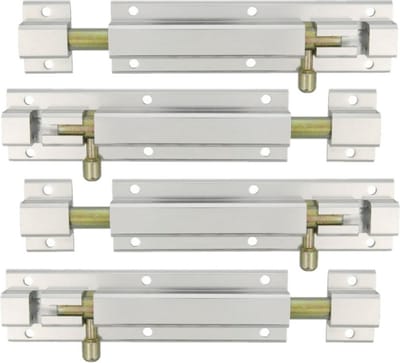 AMIG schuifslot/plaatgrendel - 4x - aluminium - 25cm - wit - incl schroeven - deur - raam
