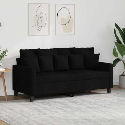 Vidaxl Bank 2-persoons, Zwart, 140 Cm, Bekleed met Stof