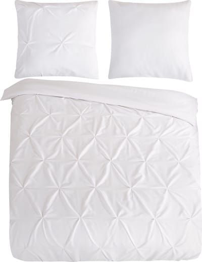 Pure dekbedovertrek luxe stiksel plooien - Lits jumeaux 240x200/220 cm - Wit - Microvezel