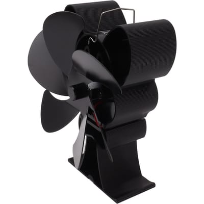 6 Blads Hitteaangedreven Kachelventilator voor Houtkachel Schoorsteen Open Haardventilator Verhoogt Warme Lucht Stille Werking Zwart black