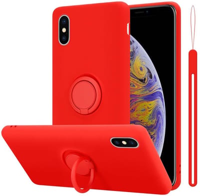 Cadorabo Hoesje geschikt voor Apple iPhone XS MAX in LIQUID ROOD - Beschermhoes van flexibel TPU silicone Case Cover met ring