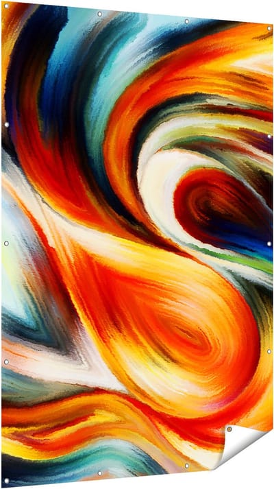 Gards Tuinposter Abstracte Kunst van Kleurrijke Verf - 120x180 cm - Tuindoek - Tuindecoratie - Wanddecoratie buiten - Tuinschilderij