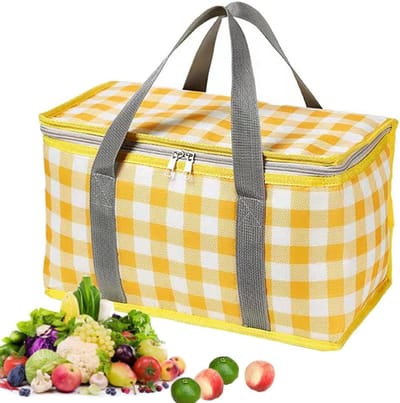 Koeltassen - Geïsoleerde en herbruikbare - Picknicktas - Lunchtas - koeltas met ritssluiting - Lunch Bag - Geïsoleerde Koeltas - Isolatie - voor strand, buitenfeesten, picknick,kamperen en festivals - 35*20cm - Geel