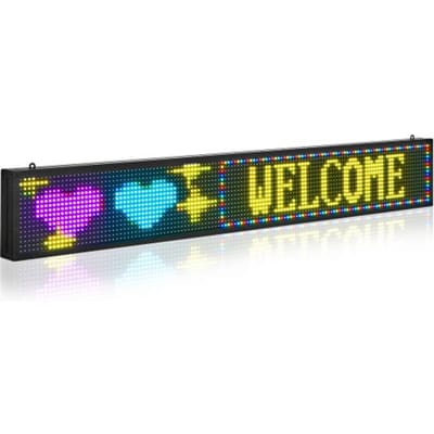 VEVOR Programmeerbaar LED-bord P10 Full Color Flexibel Digitaal Scrollpaneel, DIY Displaybord met Aangepast Tekstpatroon en GIF & Bluetooth App-bediening (1310 x 190 x 55 mm)
