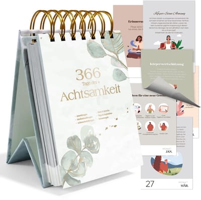 Dailygoods - BIROYAL Scheurkalender 2024, afscheurkalender 2024, voor 366 dagen mindfulness en inspiratie, afscheurkalender 2024, dagelijkse spreuken, oefeningen en tips voor een vol jaar