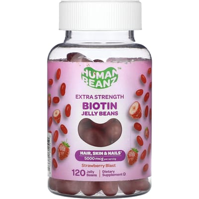 Human Beanz, Biotine Jelly Bean, Extra Strength, Strawberry Blast, 2 500 mcg, 120 Jelly Beans