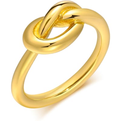 Liefdesknoop Ring voor Vrouwen, Roestvrij Staal Goudkleurig Fijne Stapelbare Ring, Kleine Knoop Leggen Statement Sieraden US Size 06