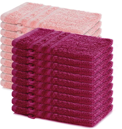 Lavea® Set van 20 washandjes 15x21 cm – 100% katoen – Zacht en absorberend – Ideaál als washandje, gastendoekje of handdoek voor dagelijks gebruik – Bordeaux en Pastelroze