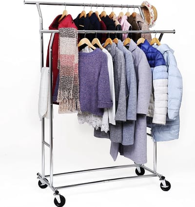 kleding rek op 4 grote wielen - tot 110 kg zeer stabiel - verstelbaar