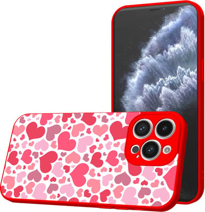 Smartphonica Telefoonhoesje Geschikt voor iPhone 11 Pro met Hartjes opdruk - TPU Back Cover Case Hearts Design - Rood geschikt voor iPhone 11 Pro