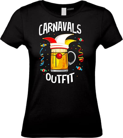 Dames t-shirt Carnavals Outfit | Carnavalskleding dames | Carnaval Kostuum | Foute Party | Zwart Dames | maat XS