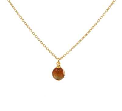 ARLIZI 2415 Ketting rode agaat kraal hanger - verguld - 44 cm