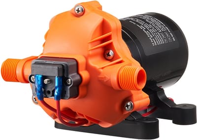 Membraanpomp 12 V 1,8 Gpm, 3-Kamer 12 V Dc Waterpomp met Instelbare Druk van 40-100 Psi, Automatische Drukschakelaar, 60 Psi,20,955 mm Mnpt-Aansluiting voor Camper, Jacht, Marine, Snackwagen, Camper