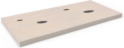 Ben Elina blad Beige beton 120x45x2 cm met 2 sifonuitsparingen met kraangaten aan buitenzijde