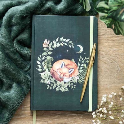 Something Different - Green Sleeping Fox A5 Notitieboek - Multicolours